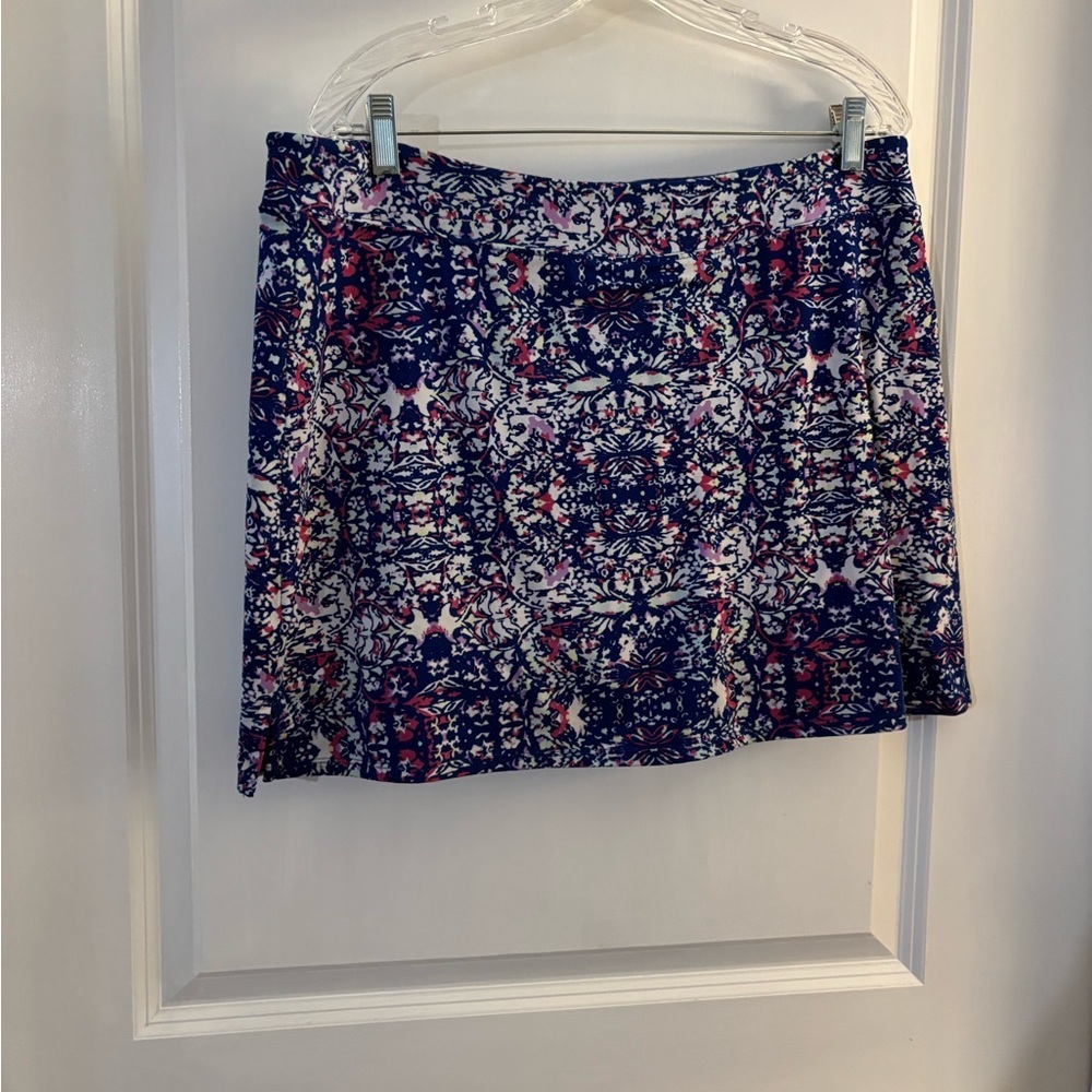 Tranquility Navy Floral Pattern Women’s Athletic Skirt Sz XL
